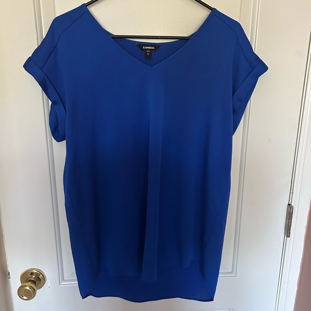 Express Royal Blue V-Neck Blouse L